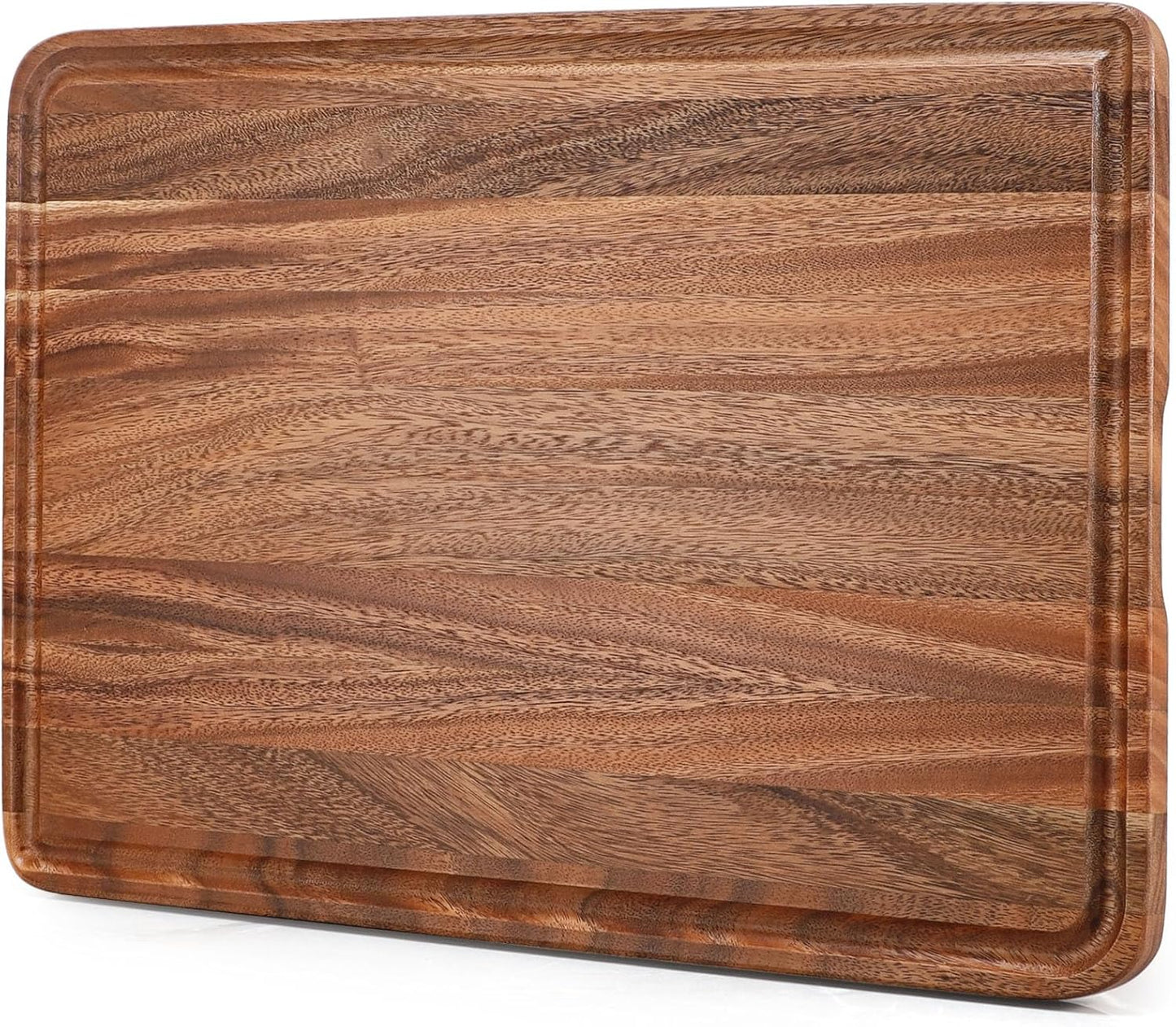 Acacia Wood Cutting Board for Kitchen - Caperci Organic Wooden Chopping Serving Board with Deep Juice Groove for Meat (Butcher Block) Veggies, Fruit and Cheese, 17 x 12"