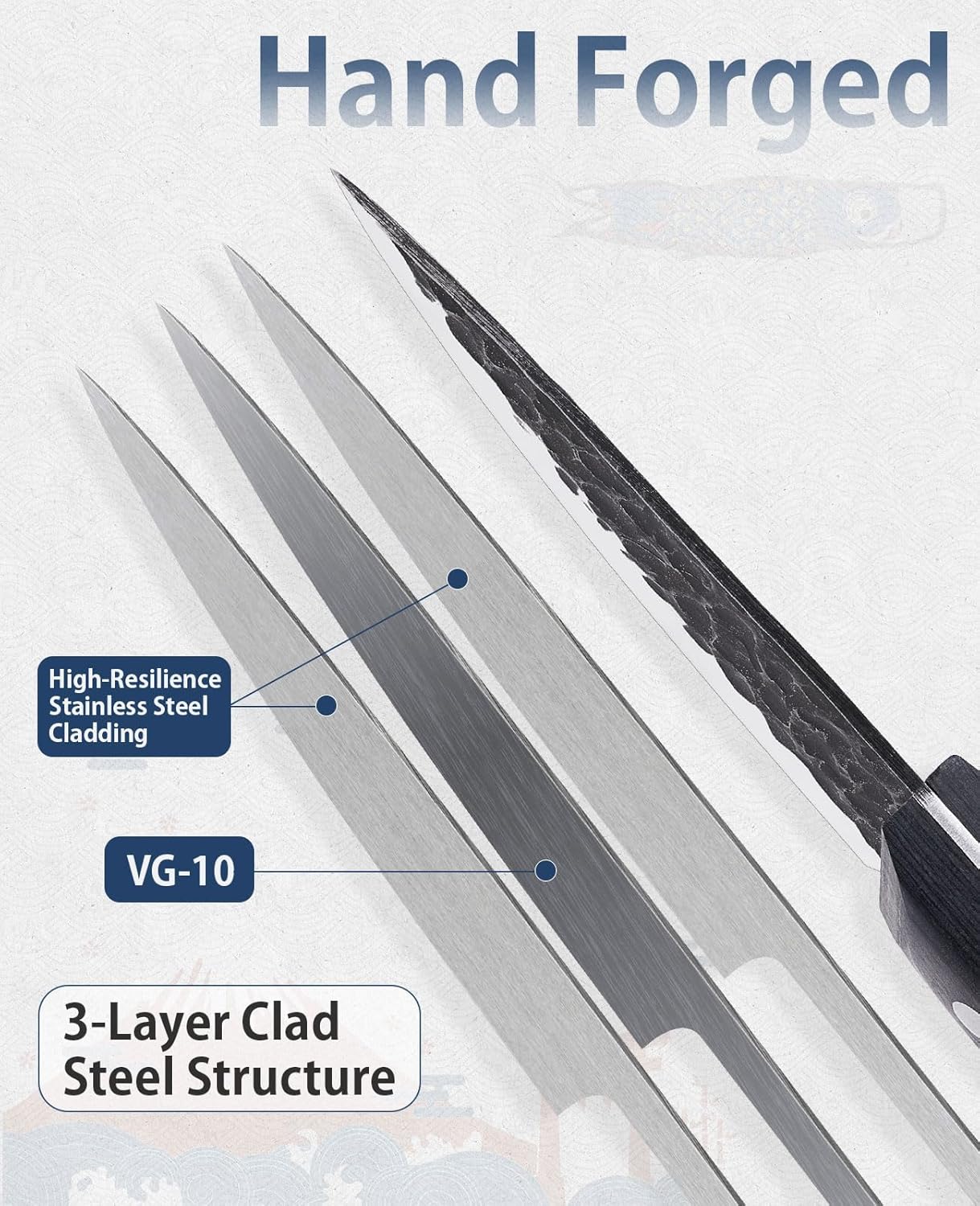 3.7 Inch Hand Forged Paring Knife, VG10 High Carbon 3-Layer Clad Steel Small Kitchen Knife, Ultra Sharp Full Tang for Peeling, Slicing & Delicate Prep, Gift Box for Men & Women