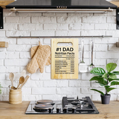 Best Dad Ever Bamboo Cutting Board, Grilling Gift For Men, Funny Charcuterie Boards for Home Kitchen Decor, Father's Day Birthday Gifts for Dad from Daughter Son -047