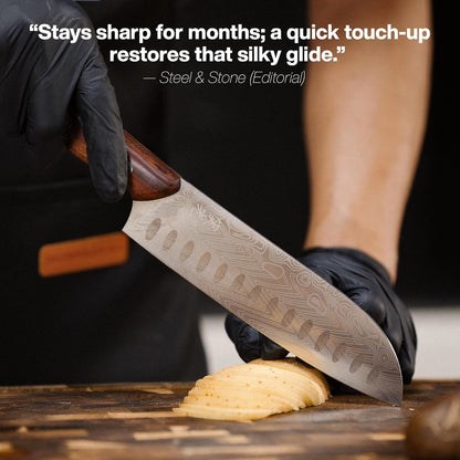 Jikko® Bushido Edition – Japanese Santoku Knife 7" | AUS-8 High-Carbon Stainless Steel with Hollow Edge & Rosewood Handle – Razor Sharp 15° Blade, 3× Edge Retention, Premium Chef’s Knife