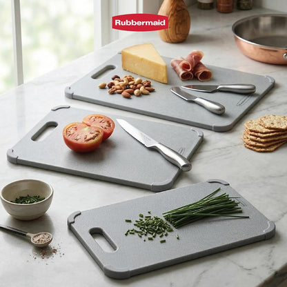 Rubbermaid 3pc Reversible Wheat Fiber Cutting Board Set | BPA Free Cutting Boards for Kitchen – Dishwasher Safe, Non-Slip Corners & Lightweight | Large Cutting Board for Meat, Veggies & Fruits