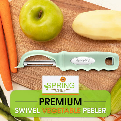 Spring Chef Premium Swivel Vegetable Peeler, Soft Grip Handle and Ultra Sharp Stainless Steel Blades - Perfect Kitchen Peeler For Veggie, Fruit, Potato, Carrot, Apple - Black