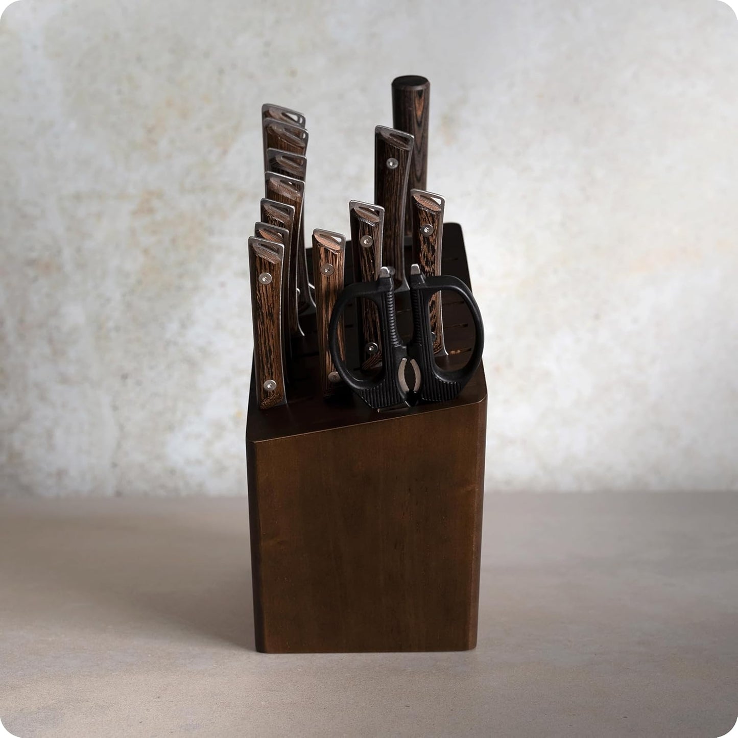 Shun Kanso 15 Piece Block Set, Includes 8" Chef's, 9” Bread, 6.5” Nakiri, 6.25” Boning Fillet Knife & More, Handcrafted Japanese Knife Set, AUS10A Stainless Steel Blades, Tagayasan Wood Handles