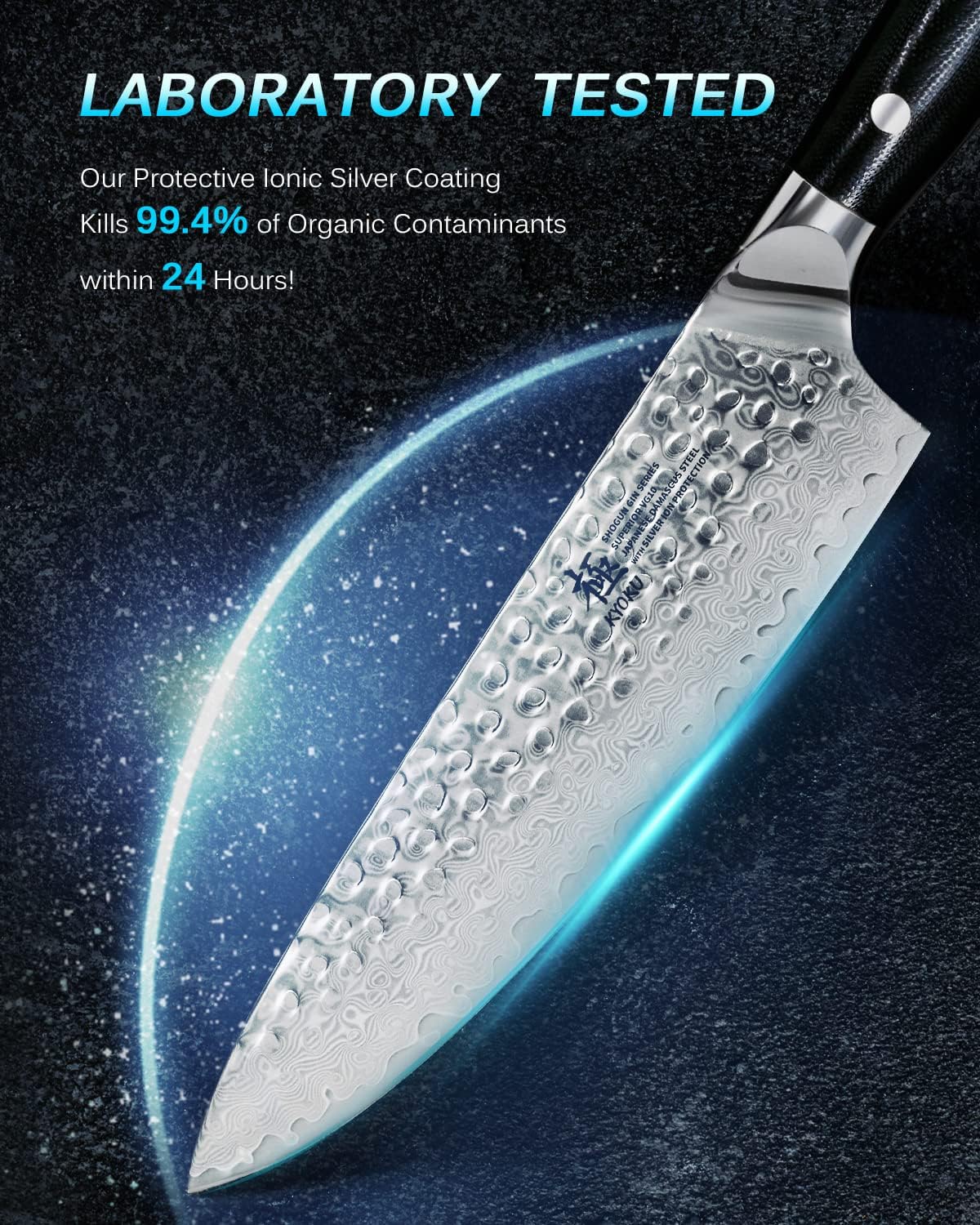 KYOKU Gin Series 12" Brisket Slicing Knife, Meat Carving Knife with Silver PVD Coating Mosaic Pin Handle for Professional Chef & Home Cook, Japanese Style VG10 Steel Slicer for Meat Fruit Vegetables