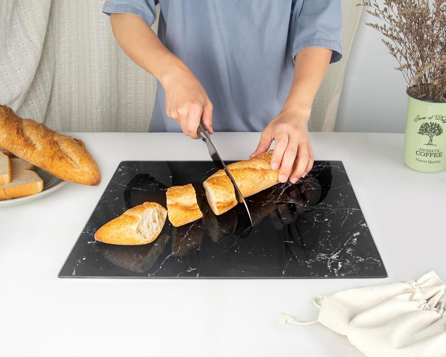 Kitchenville Glass Cutting Board 20”x16”: Tempered Glass Kitchen Counter Protector - Durable- Scratch-Resistant, Heat-Proof - Clear Design
