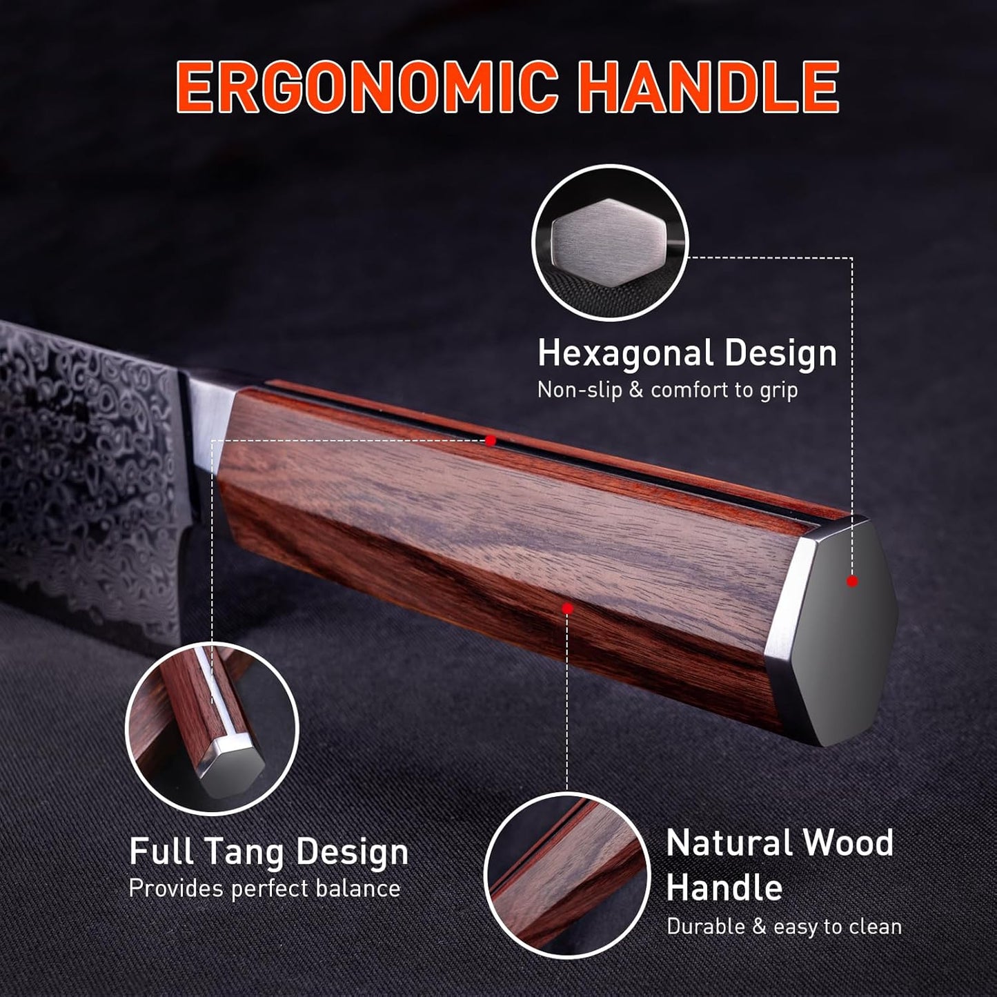 Steak Knives Set of 4 with In-Drawer Knife Block, 5 inch Damascus Steak Knife Set VG-10 Damascus Super Steel 67-Layer Non Serrated Steak Knives with Natural Wood Handle, Gift Box