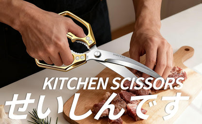 Kitchen Scissors Set Silver 3PCS, Heavy Duty Poultry Shears Kitchen Shear for Food Chicken Scissor All Purpose,Japan Meat Cutting Scissors, Bones Food Cooking Shears, Gifts for Men Women Mom Dad