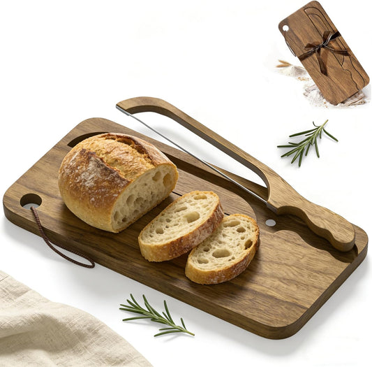 Sourdough Bread Board Set, 16" Bread Bow Knife and Cutting Board with Crumb Tray, Magnetic Storage, Ergonomic Design, Perfect for Bagels, Homemade Bread, Ideal Baking Gift for Women