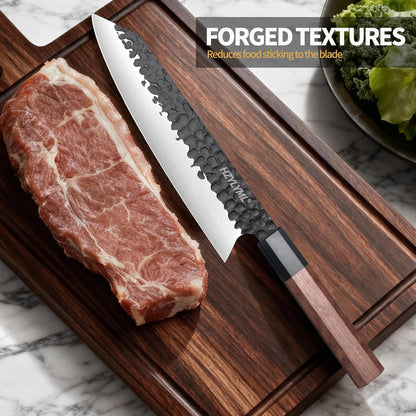 8 Inch Japanese Knife，Professional chef Knife，Hand Forged High Carbon Steel Knife for Cooking，Chopping.Sharp Durable Kitchen Knife for Home，Gifts for Women,Kitchen Gifts