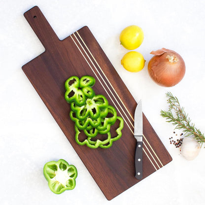 Rock & Branch Large Acacia Wood Cutting Board with Juice Groove – 18" Carving Board with Inlaid Pinstripes | Doubles as Oversized Charcuterie Serving Tray