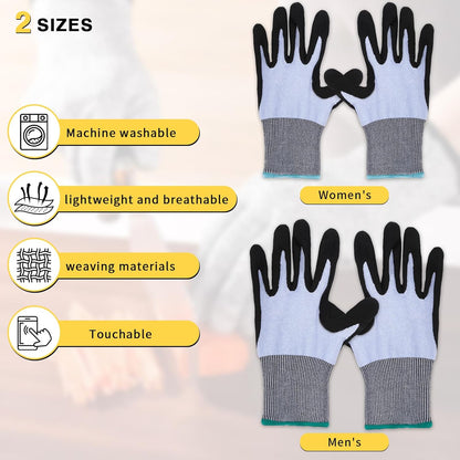 Cut Resistant Gloves, Level 5, Non-Slip Grip, Machine Washable, for Kitchen, Oyster Shucking, Woodworking