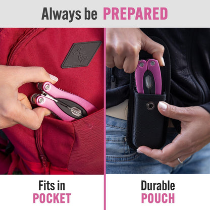 15-in-1 Multitool Pocket Knife, Multipurpose Stainless Steel All In One Tool for Camping Hiking Survival Travel Home - Portable Heavy Duty Folding Utility Multi Tool with Self-Locking