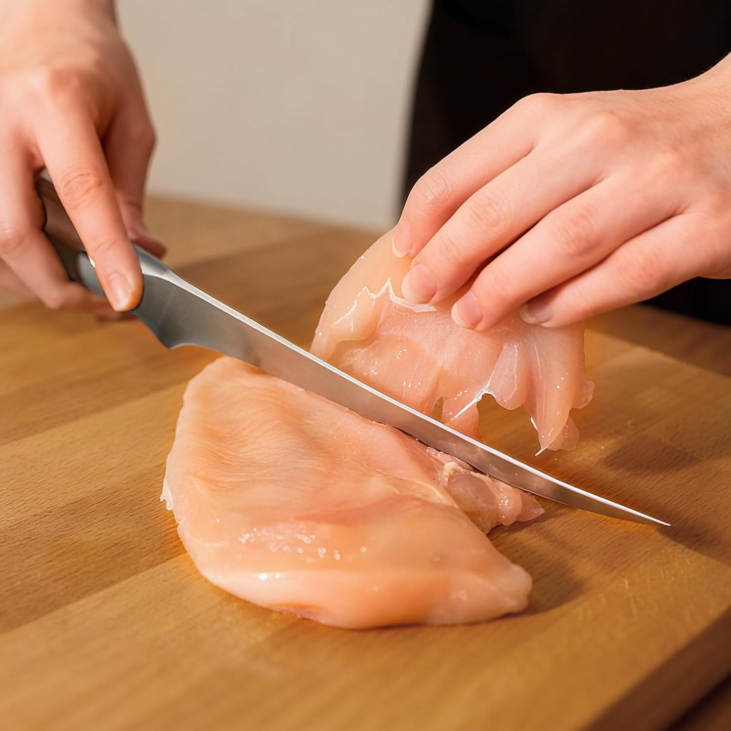 TUO Fillet Knife, 7 Inch Professional Fish Boning Knife for Trimming Meat & Poultry, Flexible Blade, High Carbon German Steel, Full Tang Handle - Black Hawk Series