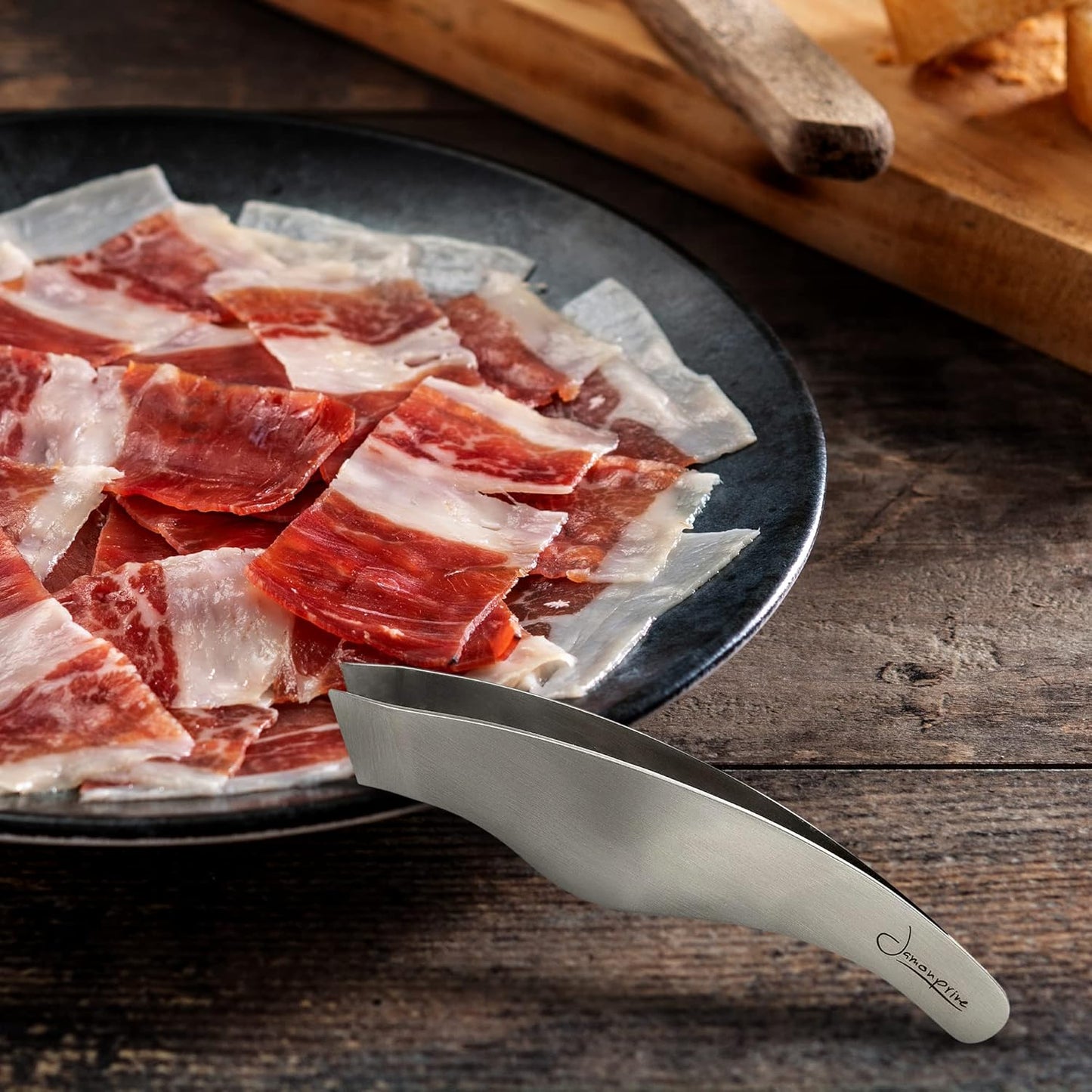 Non-Slip Ham Tongs - Anti-Skid Ham Tweezers Jamonprive - Perfect for Thin Slices of Serrano Ham, Ibérico Ham and Italian Prosciutto (Ham Tongs)