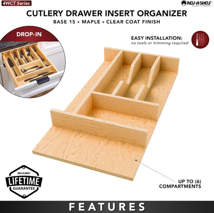 Rev-A-Shelf Natural Maple Right Size Utensil Insert Home Storage Kitchen Organizer 7 Compartment Drawer Accessory, 19 1/4" x 19 1/2", 4WCT-24SH-1