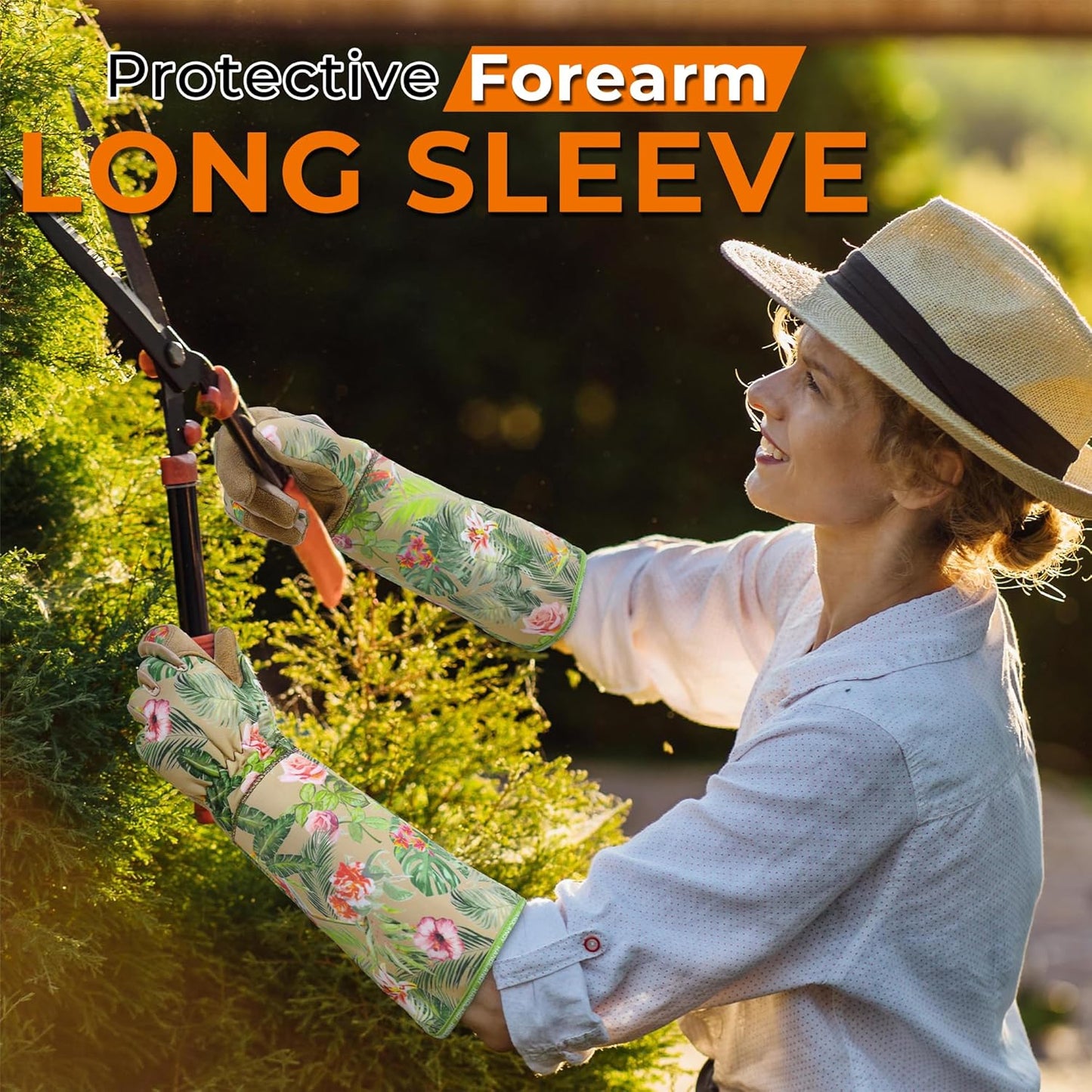 HANDLANDY Rose Pruning Gloves for Men & Women, Long Thorn Proof Gardening Gloves, Breathable Pigskin Leather Gauntlet, Best Garden Gifts & Tools for Gardener