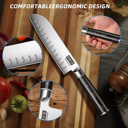 MDHAND Kitchen Knife Set, 9PCS Professional Japanese Knife Set, High Carbon Stainless Steel Chef Knife Set with Black Pakkawood Handle, Professional Ultra Sharp Kitchen Knives for Cooking, Elegant Box