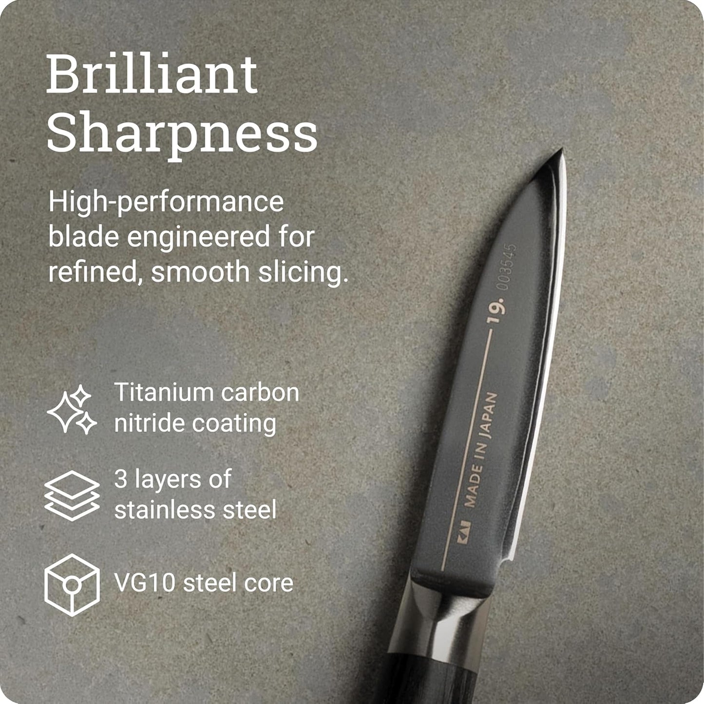 Michel BRAS No. 1 Paring Knife, 3" Handcrafted Vegetable and Fruit Knife, 3 Layer Stainless Steel Blade, Black Pakkawood Handle, Small Kitchen Tool for Peeling and Cutting