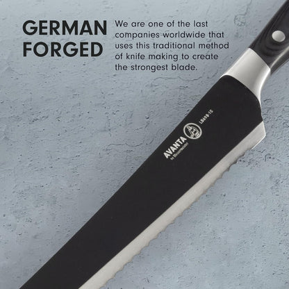Messermeister Avanta Kendrick BBQ Scalloped Brisket Knife, 10” - German X50 Stainless Steel - Full-Tang Pakkawood Handle - Rust Resistant & Easy to Maintain