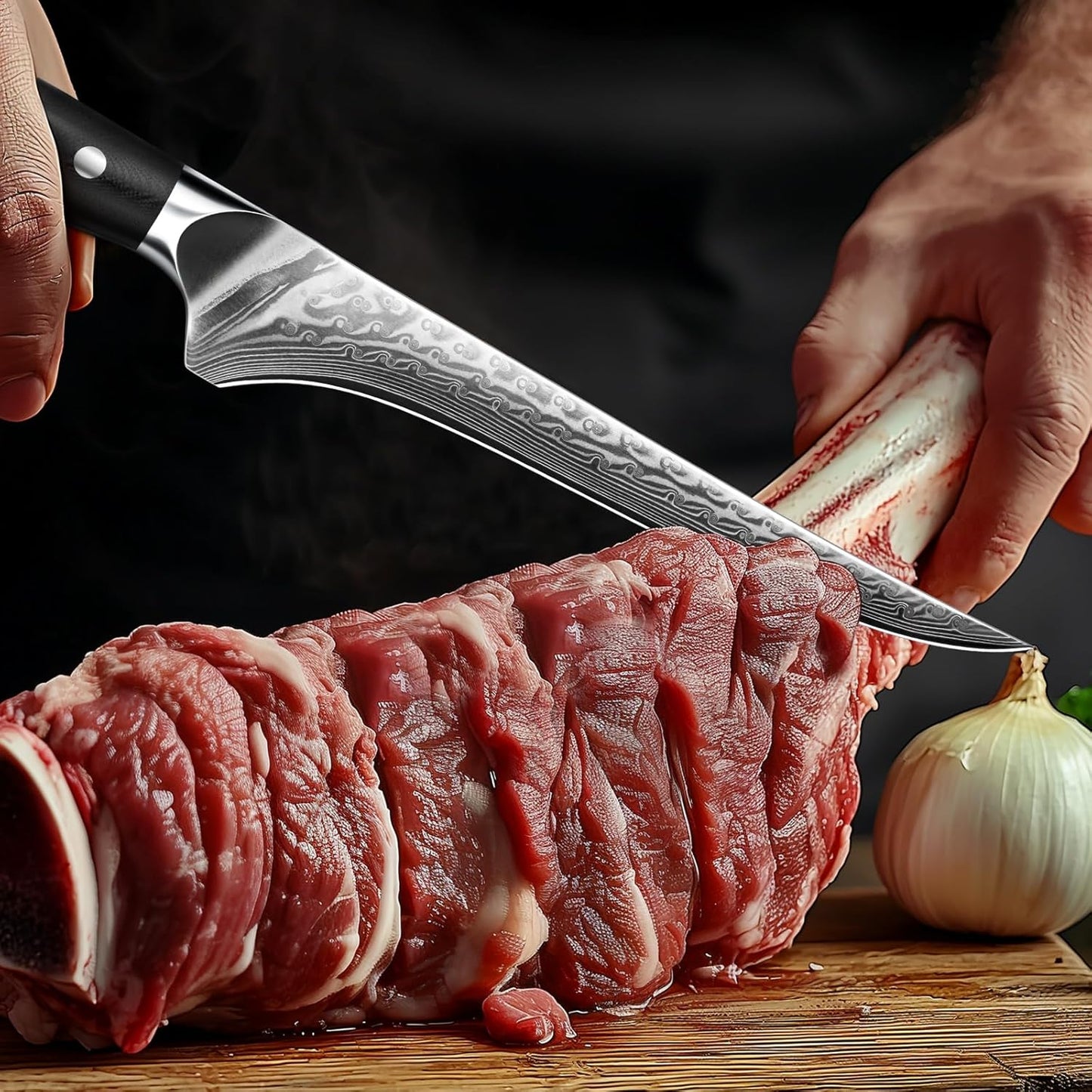 SHAN ZU Chef Knife 8 Inch Japanese Steel Damascus Kitchen Knife, Professional Kitchen Knives Sharp High Carbon Super Steel Kitchen Utility Knife