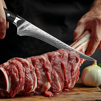SHAN ZU Chef Knife 8 Inch Japanese Steel Damascus Kitchen Knife, Professional Kitchen Knives Sharp High Carbon Super Steel Kitchen Utility Knife