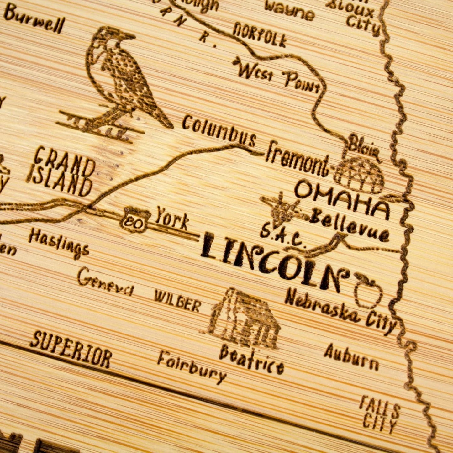 Totally Bamboo A Slice of Life New Jersey State Serving and Cutting Board, 11" x 8.75" - Colors A