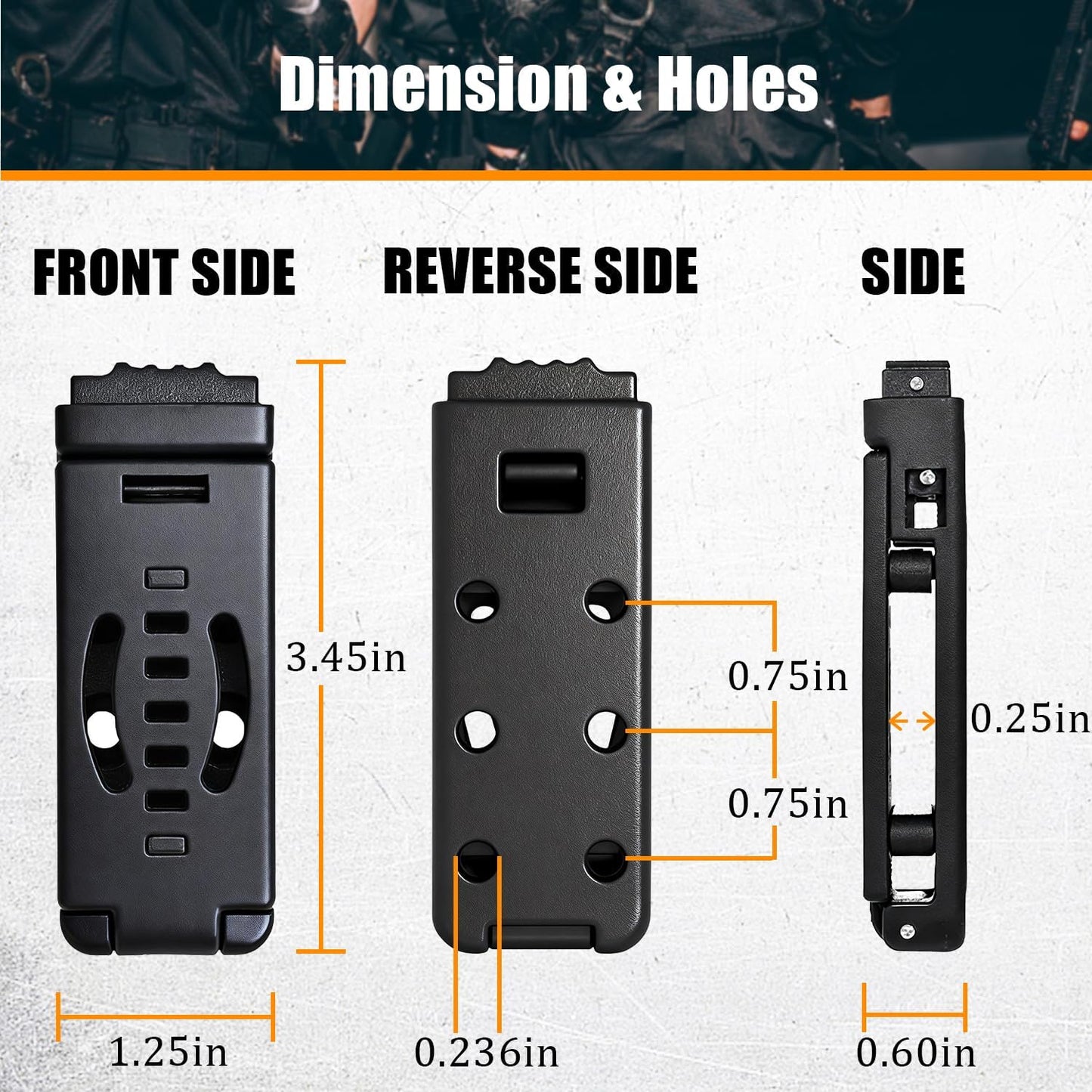 4-Pack Knife Belt Clip Holster Tactical Belt Buckle Kydex Belt Clip Universal Utility EDC Clip Camping Mag Pouches Sheath Tool with Hardware, Knife Clip Black
