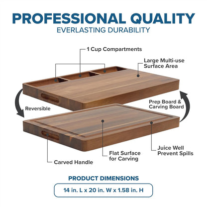 Viking Cutting Board, Acacia Wood Kitchen Carving Board with Juice Groove, 18 x 12 x 0.75 Inch