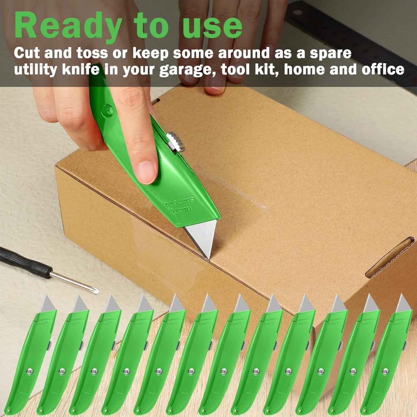 Reginary 20 Pcs Box Cutter Bulk Retractable Utility Knife Heavy Duty Aluminum Alloy Razor Knife for Cardboard Box Carton Opener for DIY, Factory, Home Office(Red, Yellow, Blue, Green)