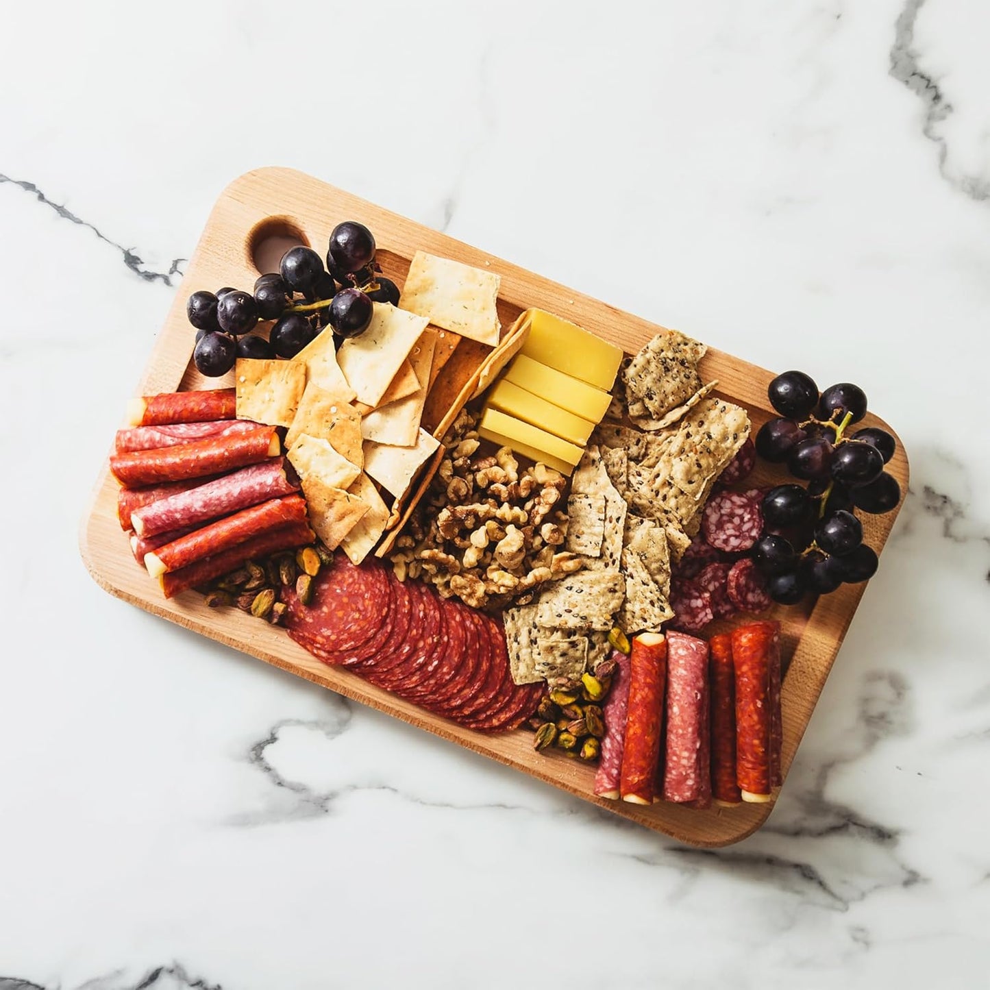 John Boos Prestige Series Rectangular Wooden Maple Cutting Board 18”x12” – 1.25” Thick, 8-lb Reversible Butcher Block with Juice Groove, Edge-Grain & Finger Grip Hole – Made in the USA