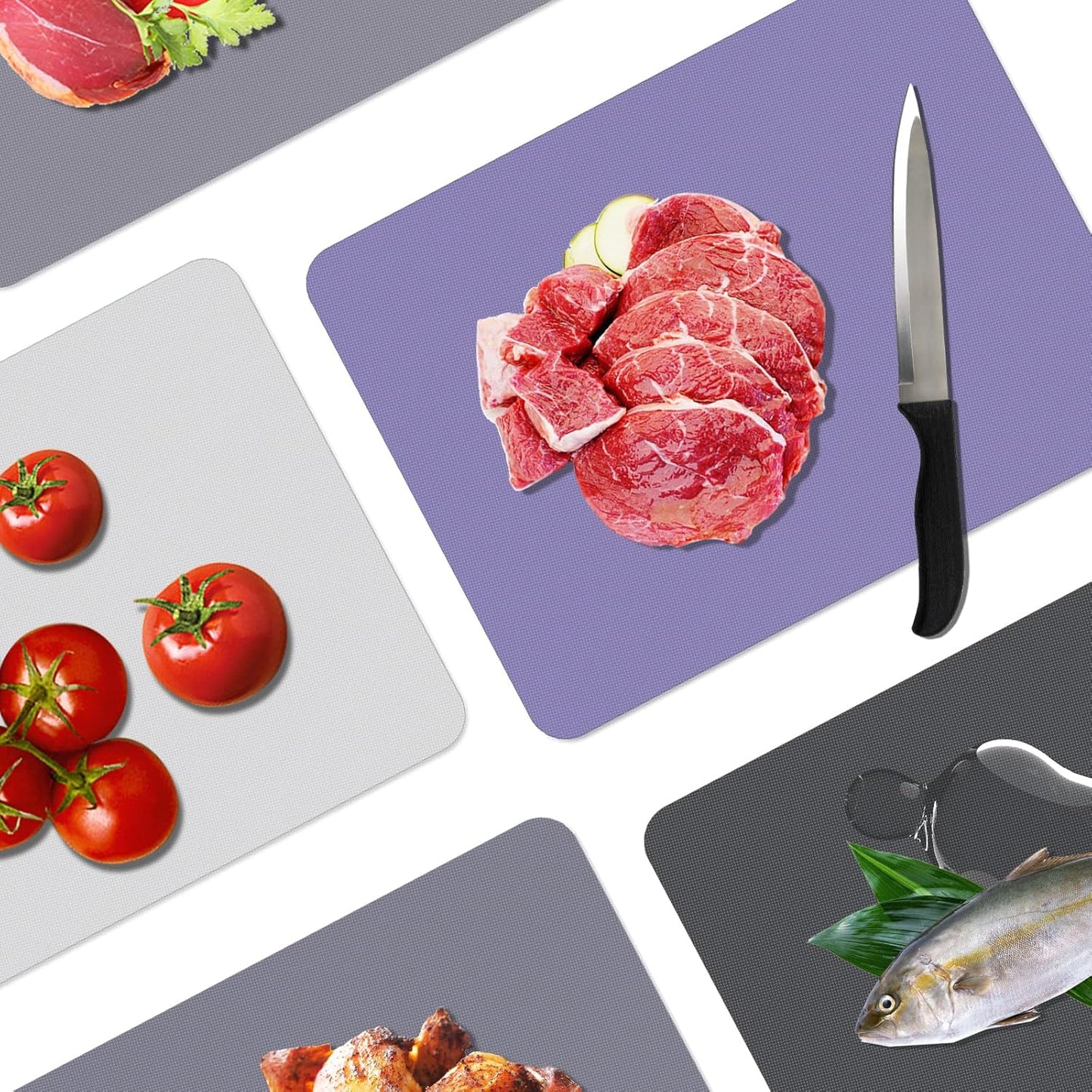 WK Flexible Plastic Cutting Boards Mats for Kitchen, Flexible Non Slip Cutting Mat, Thin Cutting Sheets, BPA Free, Dishwasher Safe, Multi Sizes