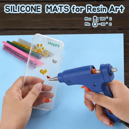 Clear Silicone Mats for Crafts: Translucent Non-slip Heat Resistant 11.8×15.75In (2/Pack) Silicone Placemats for Jewelry, Epoxy Resin,Glitter Slime, DIY Sheet, Nail Art, Countertop Protector Pad