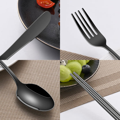 Rainbow Working Lunch Silveware Set,Reusable Travel Utensils Set With Case Includes Stainless Steel Chopsticks Knife Spoon And Fork,Camping Picnic Essentials
