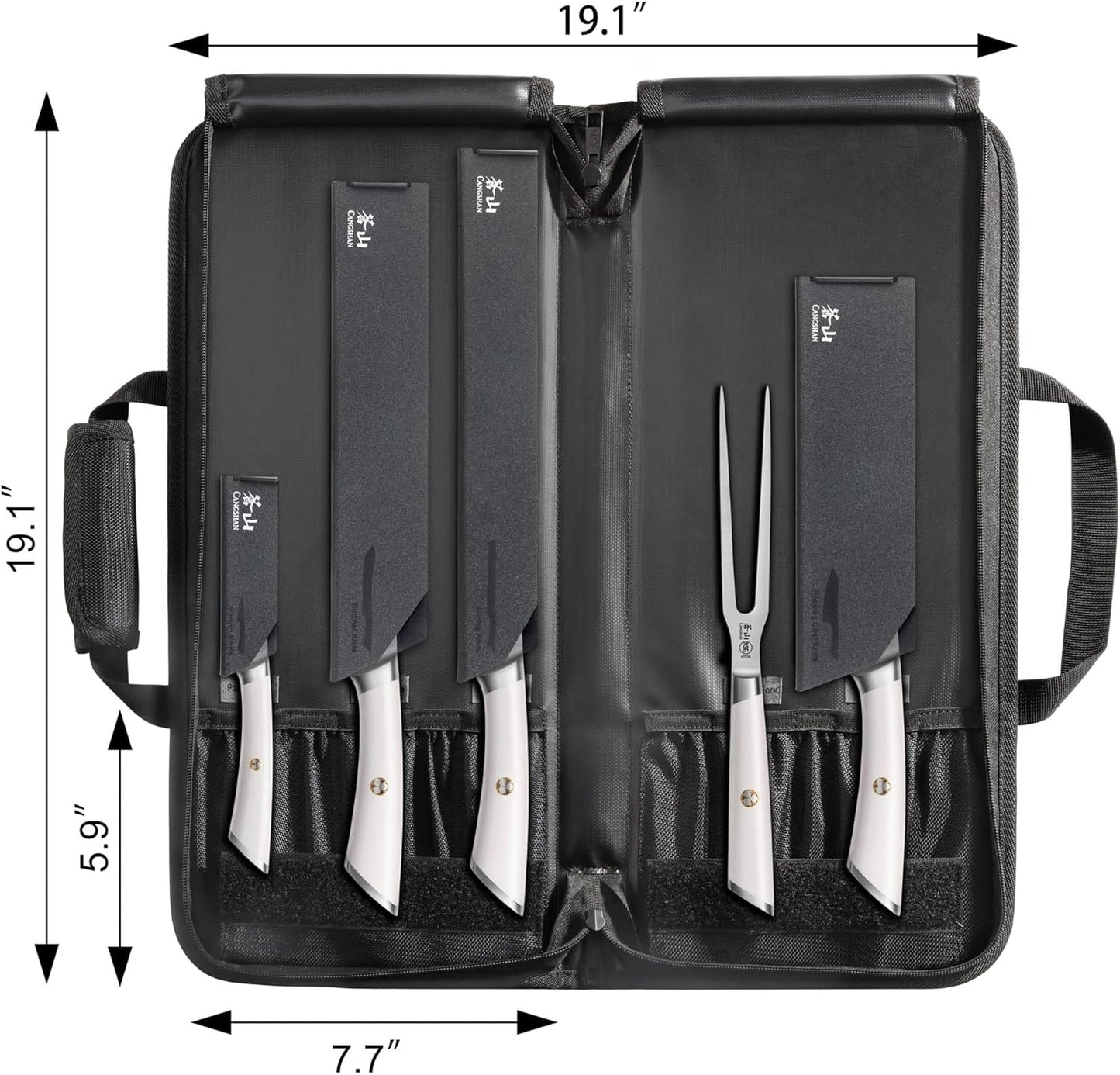Cangshan Elbert Series German Steel Forged 6-Piece BBQ Knife Set, White, 1027006