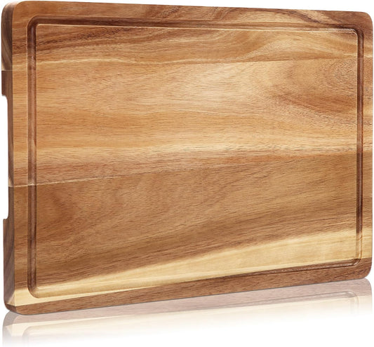 20 Inch Large Acacia Wood Cutting Board 1.5" Thick, Reversible Wooden Cutting Board for Kitchen, Charcuterie Board Cheese Board with Deep Groove, Chopping Board for Meat, Vegetables, Fruit