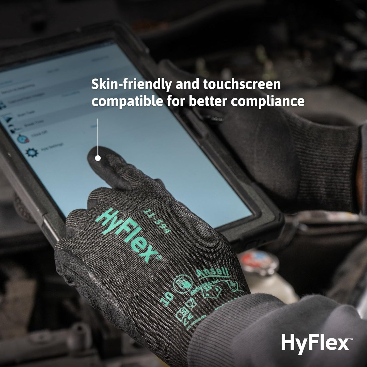 Ansell HyFlex Cut Resistant Touchscreen Work Gloves with Aerofit Precision Comfort Technology