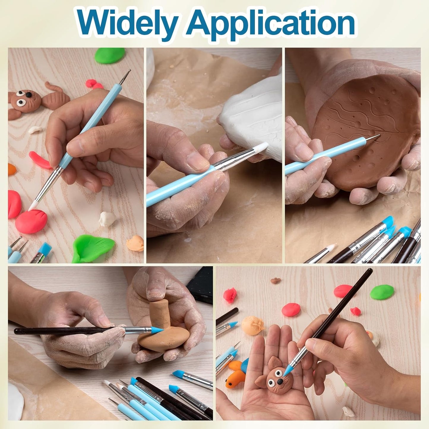 Amrules Clay Tools Kit, 12 PCS Polymer Clay Cutter Tools, Rectangle Shape Acrylic Press Board and Roller Pin Supplies Suitable for Shaping, Carving, Pottery Craft and DIY Projects