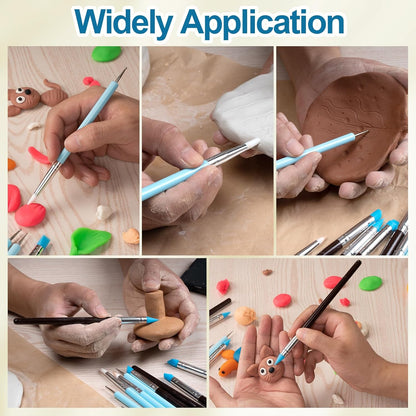 Amrules Clay Tools Kit, 12 PCS Polymer Clay Cutter Tools, Rectangle Shape Acrylic Press Board and Roller Pin Supplies Suitable for Shaping, Carving, Pottery Craft and DIY Projects