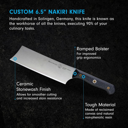 Messermeister Custom 6.5” Nakiri Knife, Black - X50 German Stainless Steel - Rust Resistant & Easy to Maintain - Made in Solingen, Germany