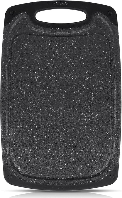 Cutting Boards Set,15.7"×9.4" & 12.5"×7.7" Plastic Chopping Board Set,Made From Natural Food Grade Material,BPA Free&Eco,Non Slip&Juice Groove,Dishwasher Safe,Double-Sided Usable,Dark Grey