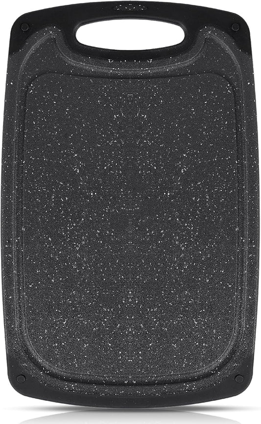 Cutting Boards Set,15.7"×9.4" & 12.5"×7.7" Plastic Chopping Board Set,Made From Natural Food Grade Material,BPA Free&Eco,Non Slip&Juice Groove,Dishwasher Safe,Double-Sided Usable,Dark Grey