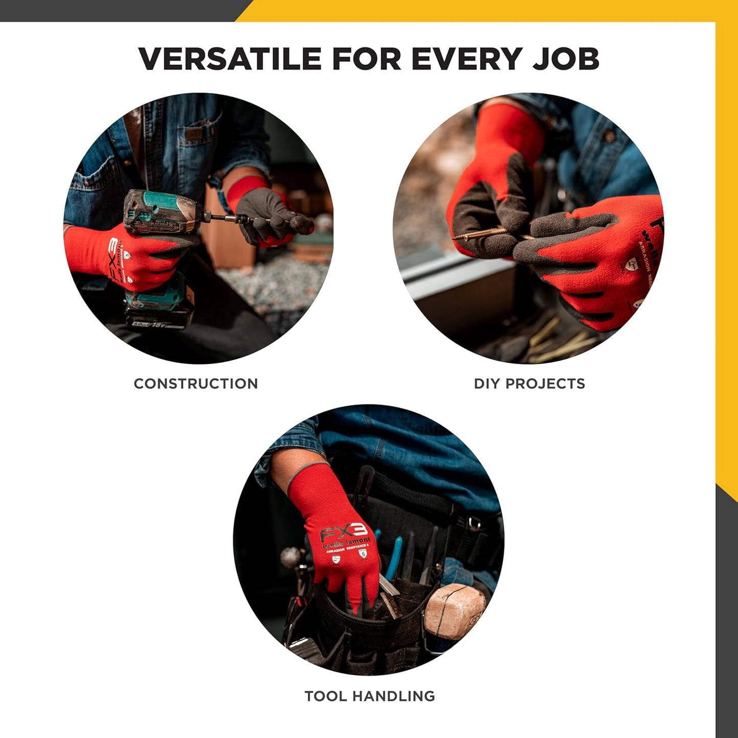 Wells Lamont Men's FX3 Nitrile Coated Grip Work Gloves – Tear & Abrasion Resistant – Heavy Duty for Construction, DIY, Mechanics – Breathable 15-Gauge Nylon/Spandex Shell – Red - M