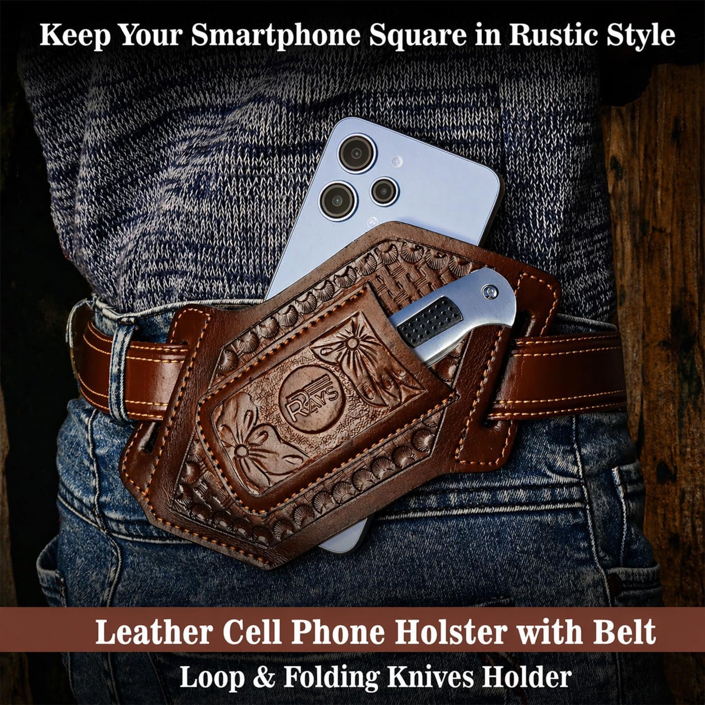 Leather Knife Sheath for Belt Pocket Folding Knife Holder Compact Draw Knifes Carrier EDC Tools Holster