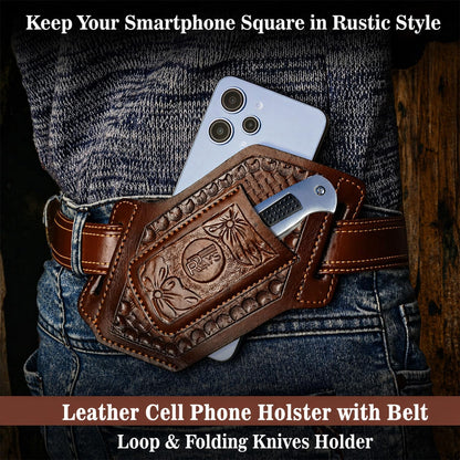 Leather Knife Sheath for Belt Pocket Folding Knife Holder Compact Draw Knifes Carrier EDC Tools Holster