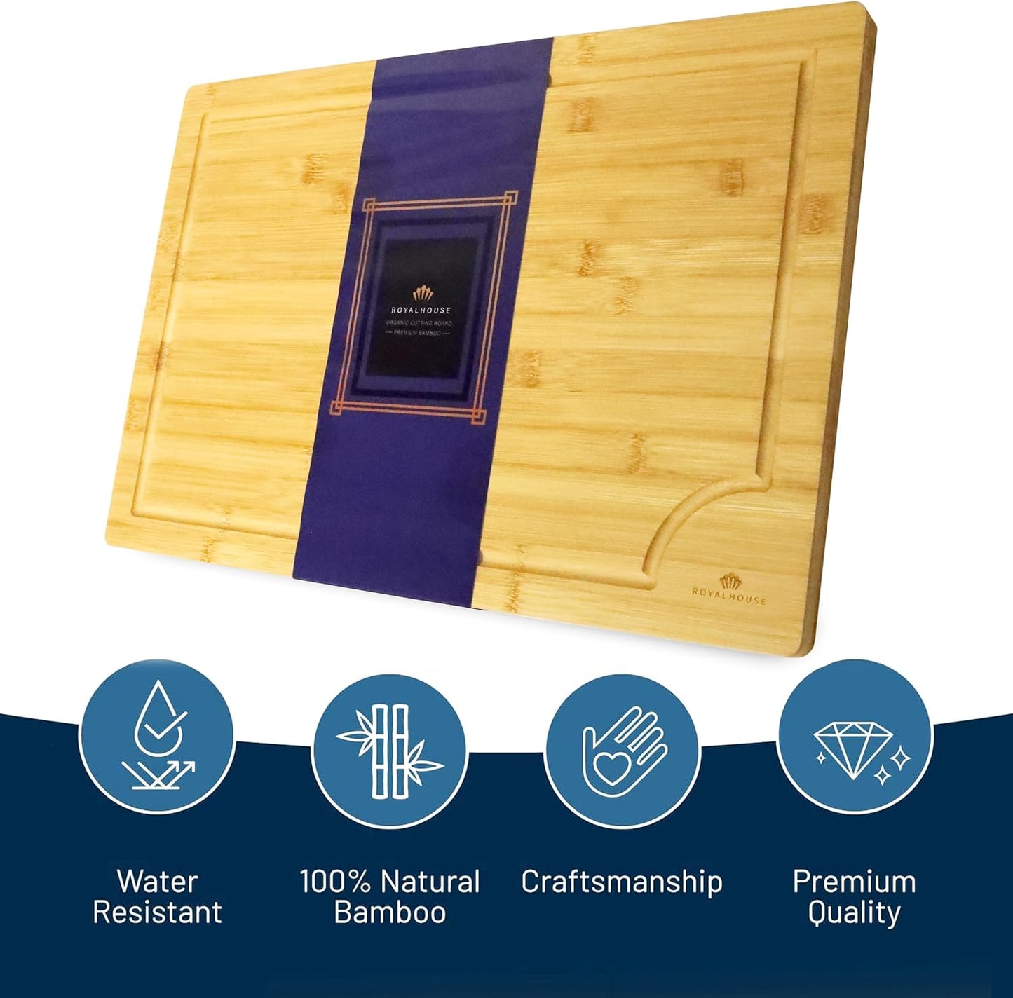 Large Cutting Board, 15x10x0.5 Bamboo Cutting Boards for Kitchen with Juice Groove and Kitchen Chopping Board for Meat Cheese board Heavy Duty Serving Tray,