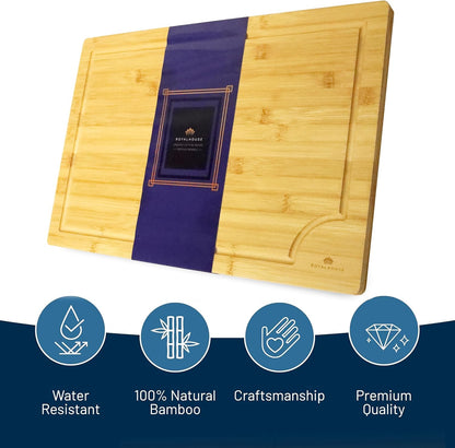Large Cutting Board, 15x10x0.5 Bamboo Cutting Boards for Kitchen with Juice Groove and Kitchen Chopping Board for Meat Cheese board Heavy Duty Serving Tray,