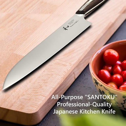 [NAGOMI] 8.5 inch Premium Slicing Knife, Stainless Steel HRC58 Carving Knife for Slicing Roasts, Meats, Sashimi, Fruits and Vegetables | Black Stylish Gift Box