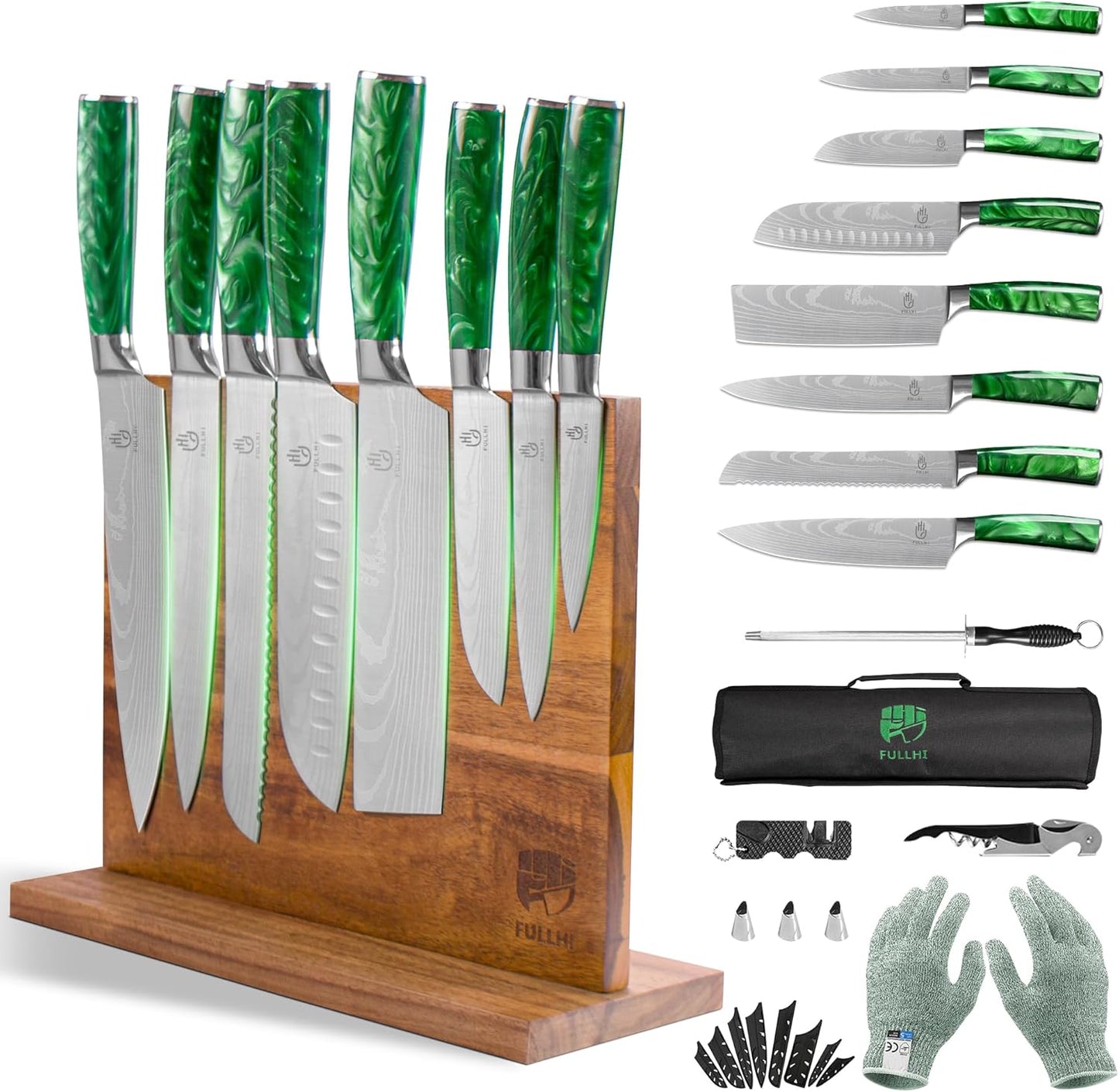 FULLHI Knife Set, 14pcs Japanese Knives Set, Premium German Stainless Steel chef Knife Set