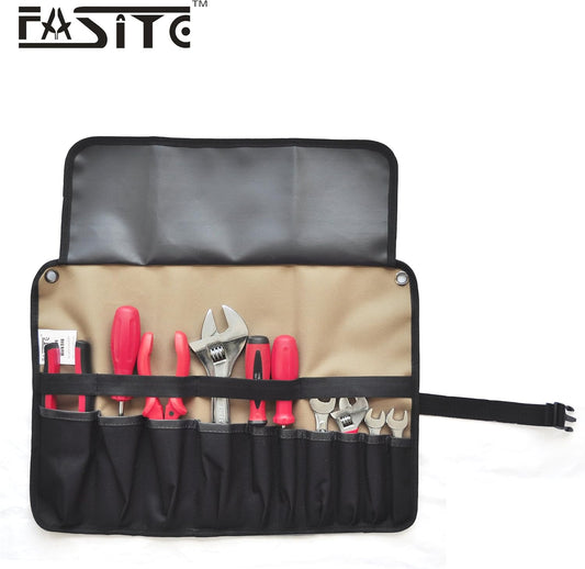Roll Tool Pouch Rolling Tool Hanging Bag Multi Pockets Organizer PTN055, Dark Yellow