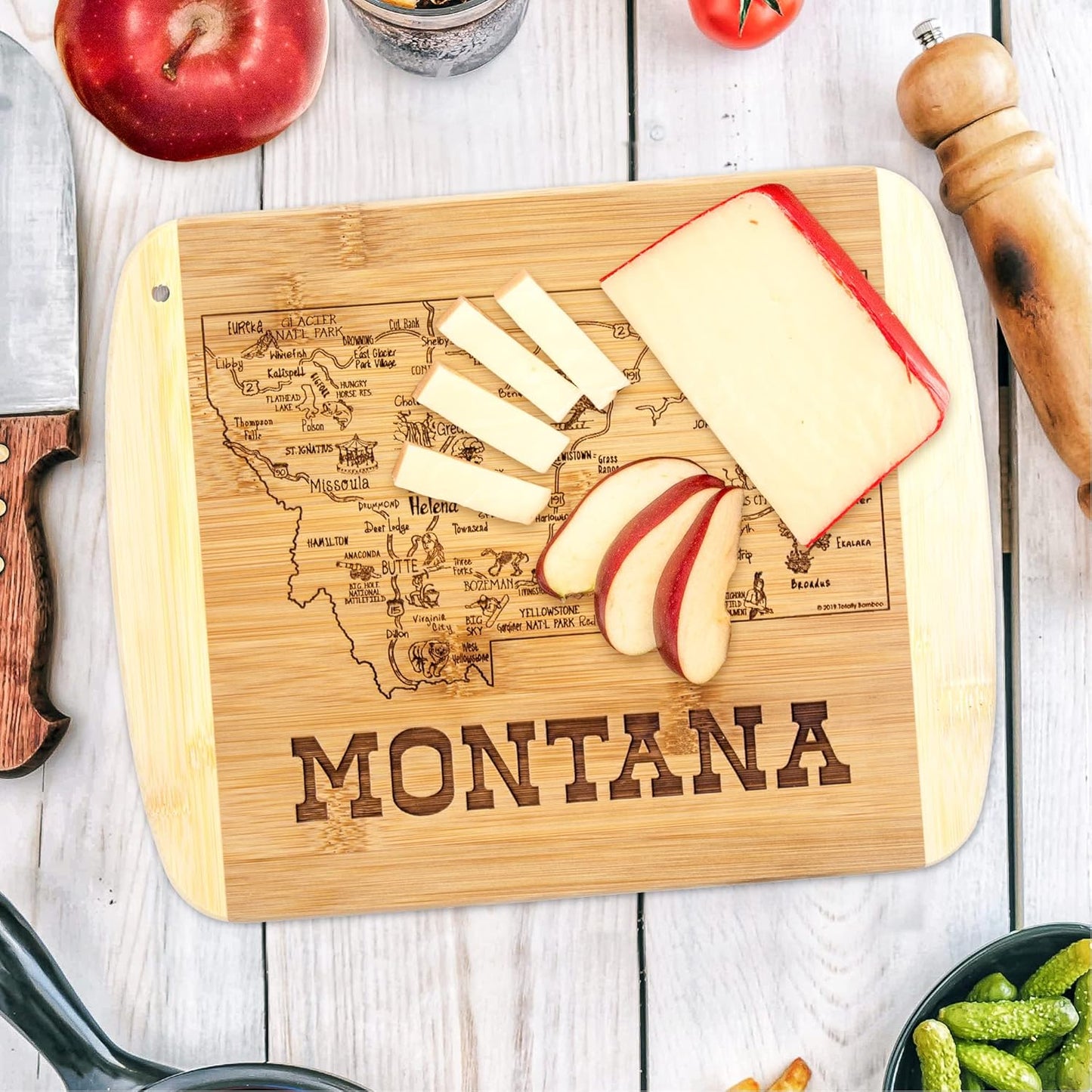 Totally Bamboo A Slice of Life New Jersey State Serving and Cutting Board, 11" x 8.75" - Colors B